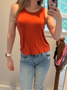 Rust Tie-Back Scoop Neck Tank